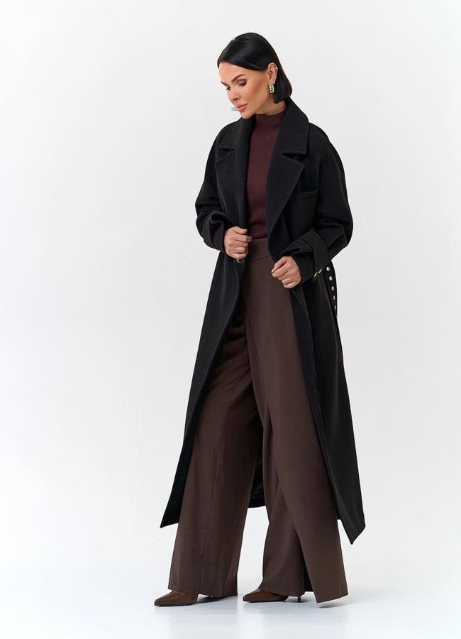 Женское пальто с акцентным поясом модель № 32808 универмаг малина