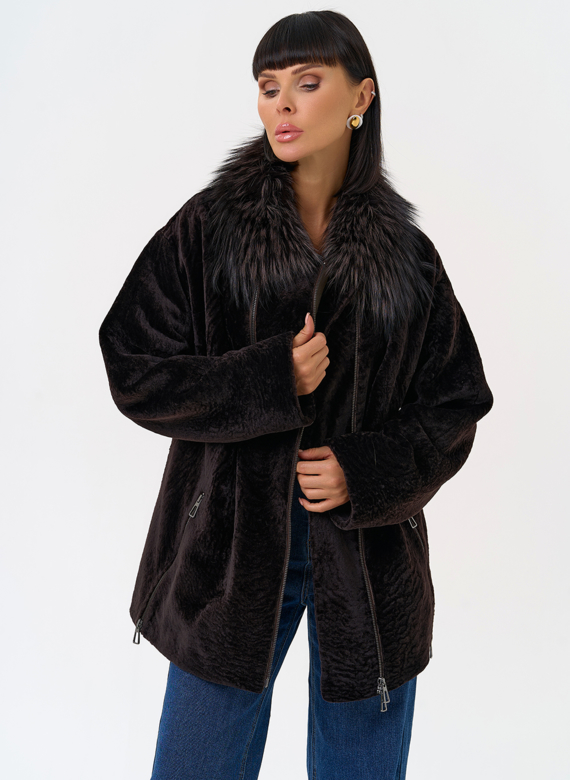 Дубленка натуральная с воротником из меха лисы