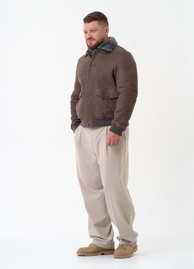 Мужская натуральная дубленка бомбер модель № 31859 в рассрочку