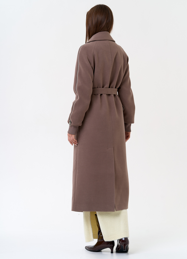 фото Женское пальто с декоративными молниями модель № 31384