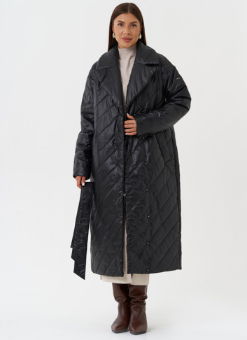 Стеганый пуховик с английским воротником