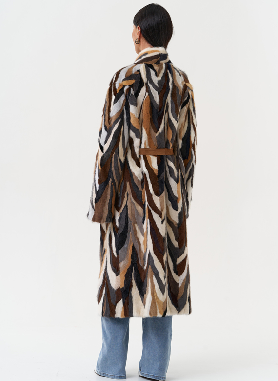 Шуба из норки в стиле пэчворк