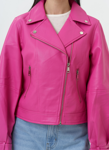 Куртка косуха из эко кожи розового цвета