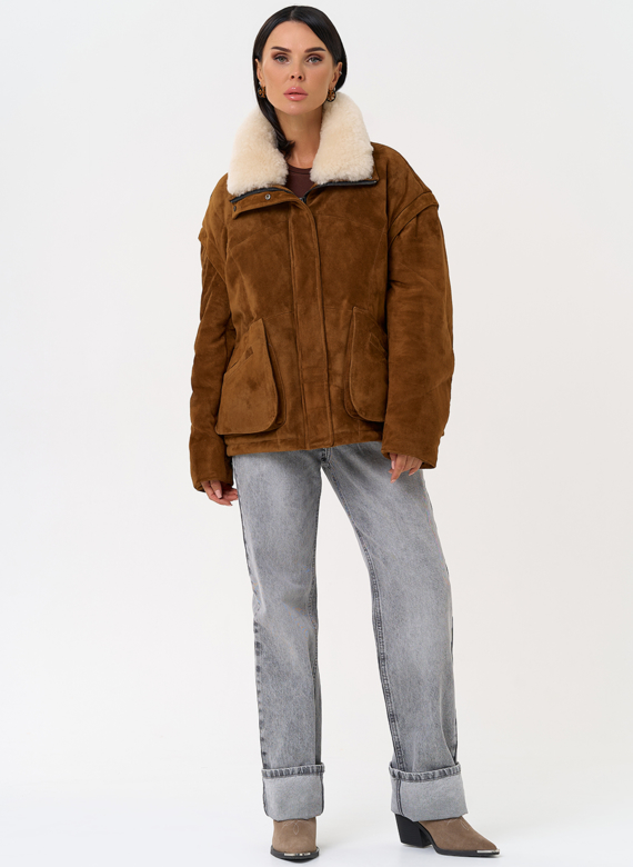 Пуховик - трансформер из натуральной замши