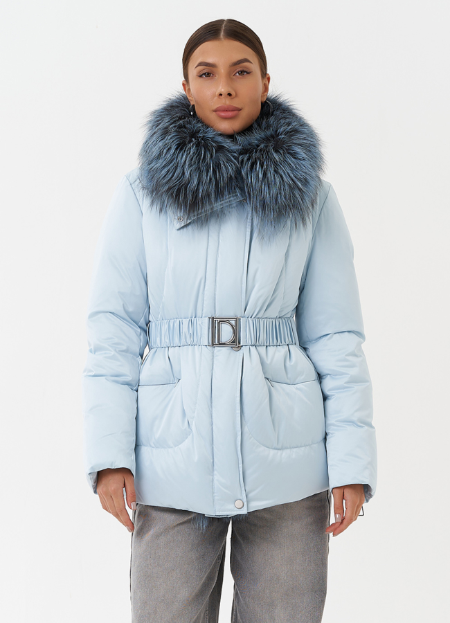 Пуховик с мехом чернобурки модель № 28573 универмаг малина