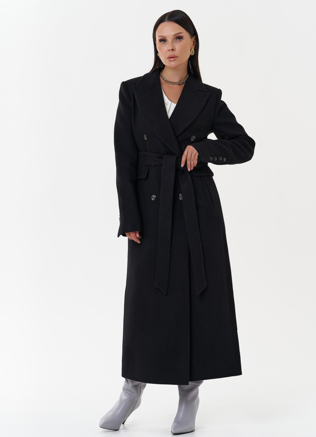 Классическое пальто с английским воротником модель № 27679 меха малина