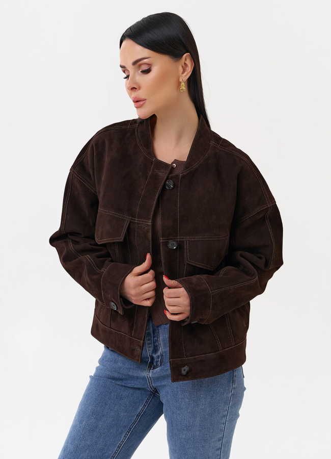 Куртка из замши коричневого цвета модель № 29927 универмаг малина