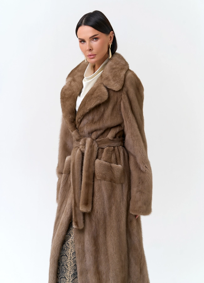 Женская шуба из меха норки с английским воротником модель № 33695 универмаг малина
