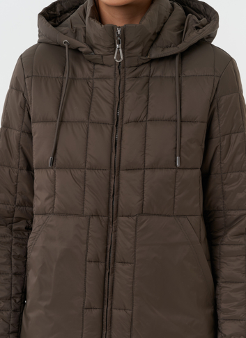 Стеганое пальто с капюшоном