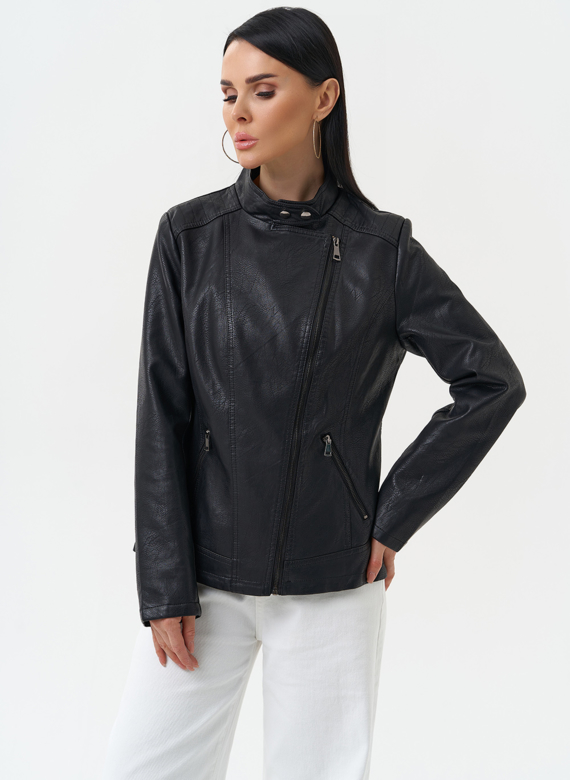 Куртка женская из эко кожи черного цвета