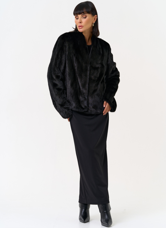 Укороченная шуба из меха норки 