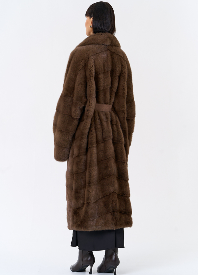 фото Длинная шуба с английским воротником модель № 31862