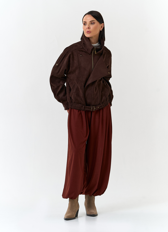 фото Женская куртка бомбер из эко замши модель № 33031