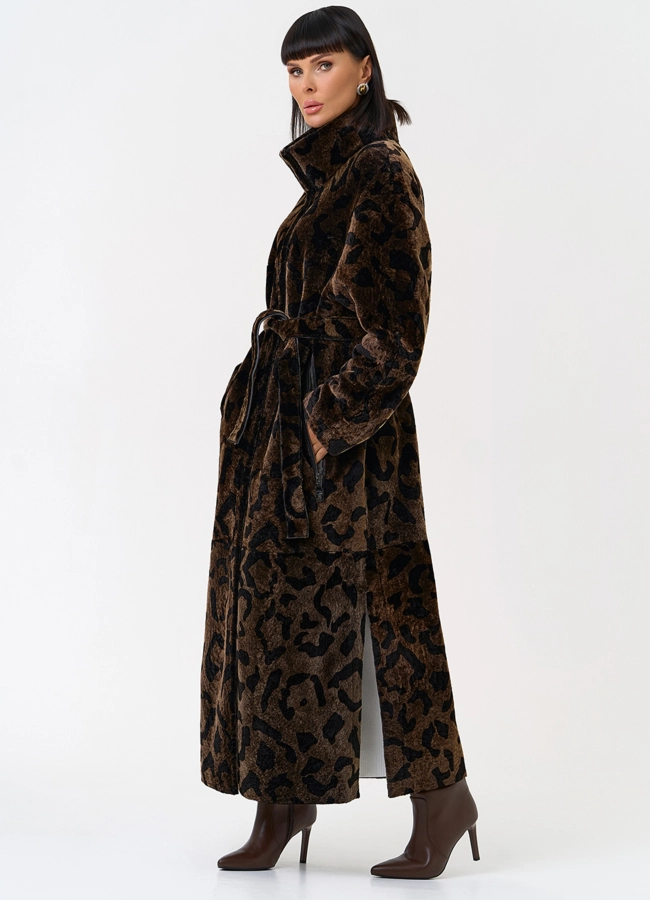 Женская натуральная дубленка с леопардовым принтом модель № 31479 универмаг малина фото