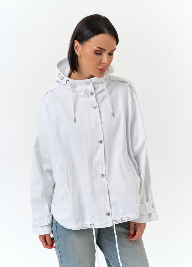 Женская джинсовая куртка с капюшоном модель № 33124 универмаг малина