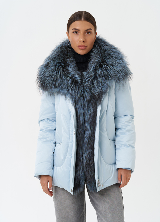 Пуховик с мехом чернобурки модель № 28573 универмаг малина