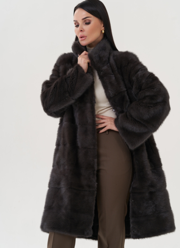 Шуба из норки с воротником стойка Шуба из норки с воротником стойка