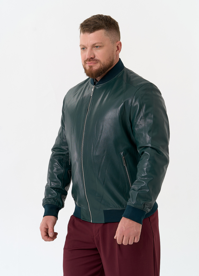 Мужская куртка бомбер из натуральной кожи модель № 32711 в рассрочку