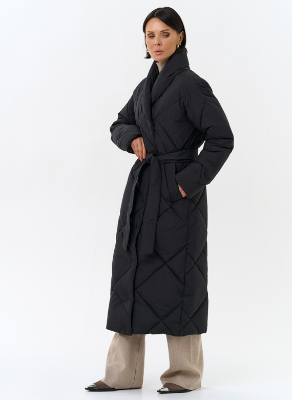 Женский пуховик с воротником шаль