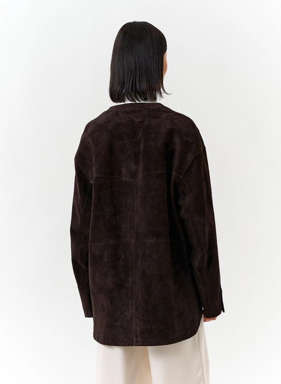 Удлиненная куртка из натуральной замши фото