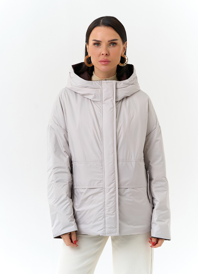 Женская двухсторонняя куртка с капюшоном модель № 32723 в кредит