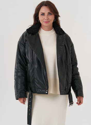 Косуха утепленная из экокожи с отделкой из экомеха Косуха утепленная из экокожи с отделкой из экомеха