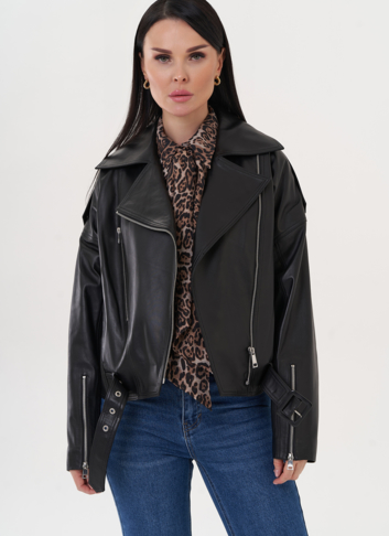 Куртка "косуха" из натуральной кожи с английским воротником