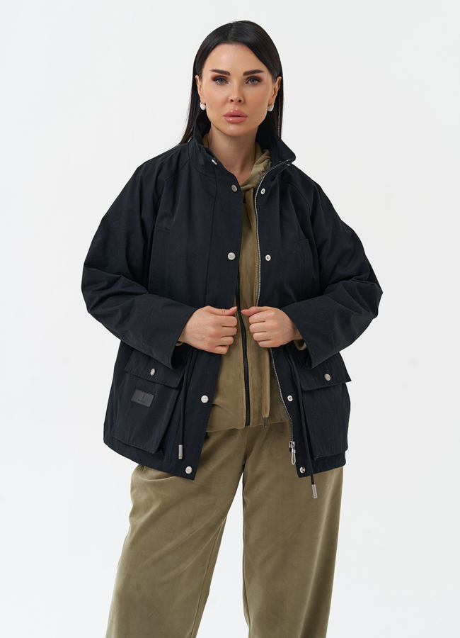 фото Женская ветровка черного цвета модель № 30039