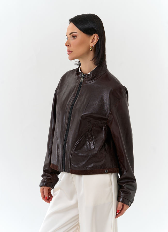 Женская короткая куртка из натуральной кожи модель № 32539 универмаг малина