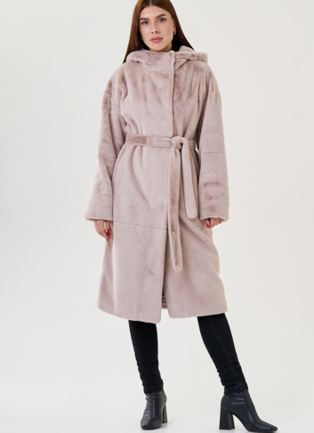 Длинное пальто из искусственного меха