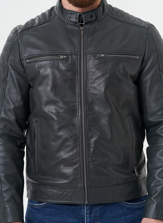 Мужская "мото" куртка из натуральной кожи