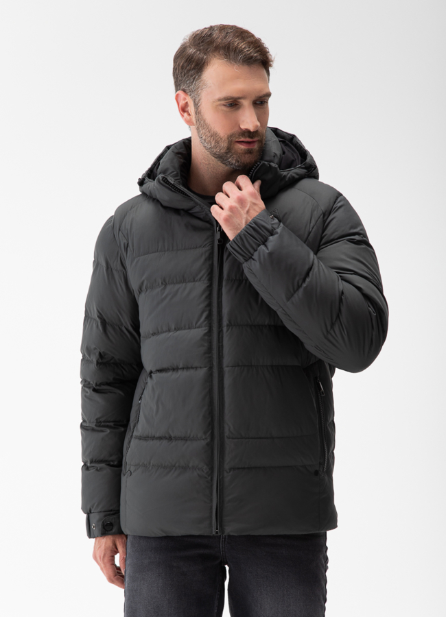 Мужской пуховик с капюшоном  модель № 28872 универмаг малина