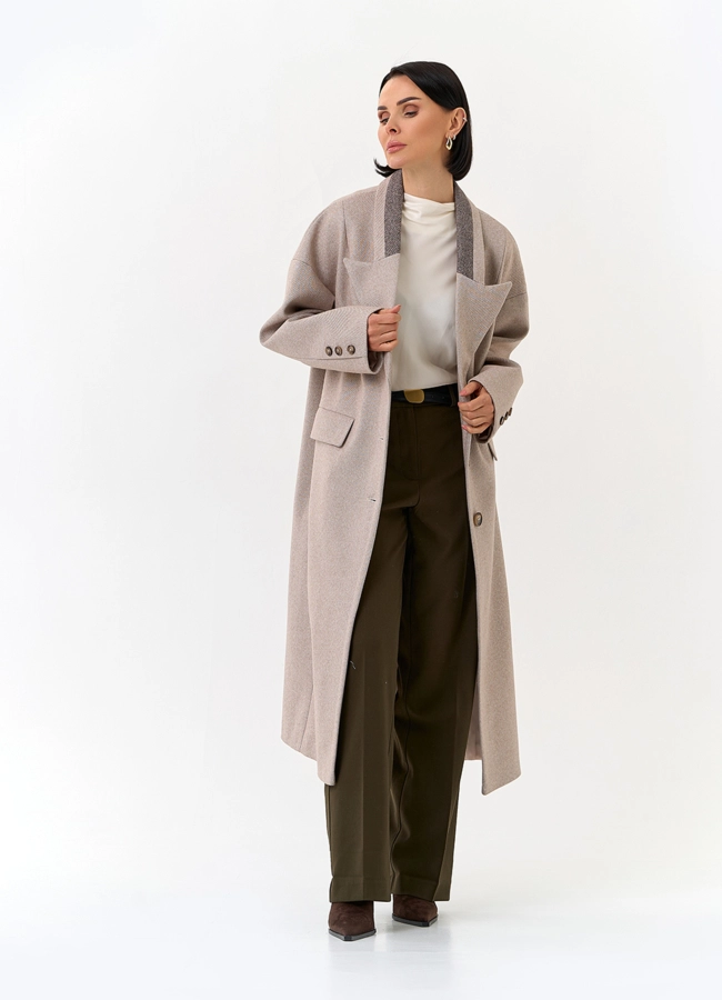 Женское пальто с акцентным воротником модель № 32812 в кредит