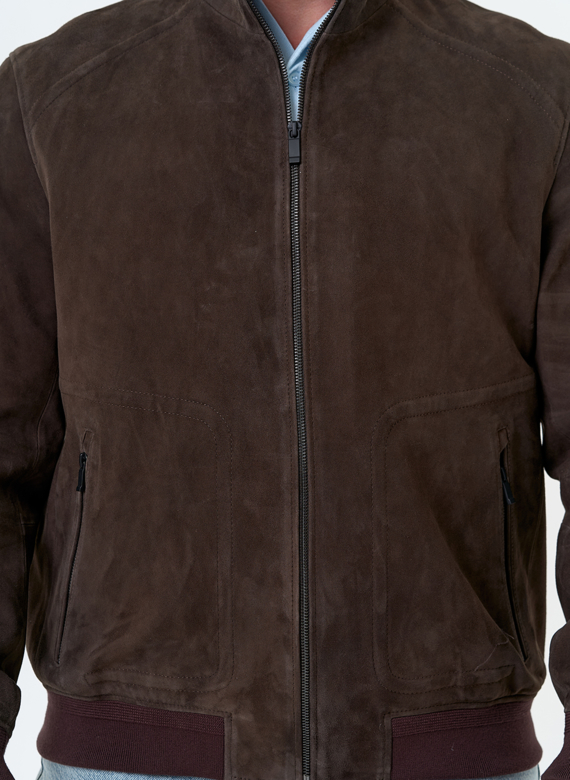Мужская куртка бомбер из натуральной замши