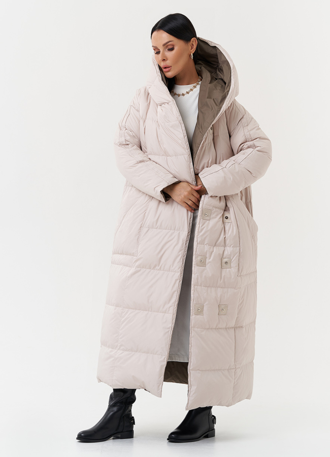 Двухсторонний пуховик с капюшоном модель № 28818 универмаг малина