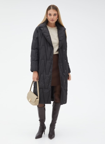 Женский пуховик с английским воротником