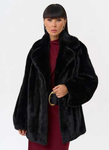 Женская шуба из скандинавской норки с английским воротником